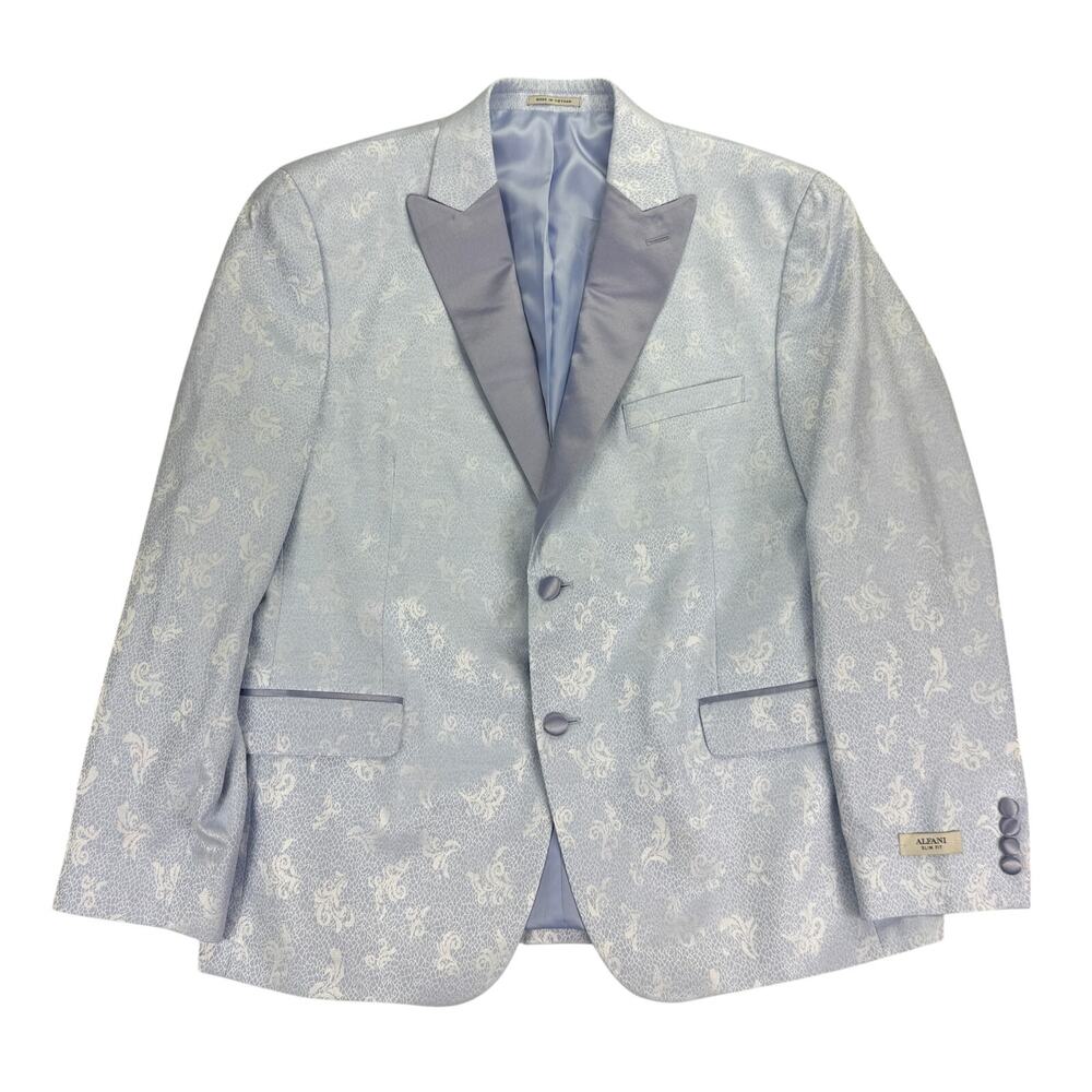 Alfani Mens Slim Fit Floral Evening Suit Jacket Light Blue 44S